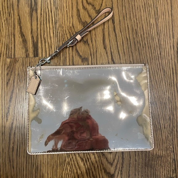 Coach Rose Gold Patent Leather Wallet/Wristlet - some wear - Picture 2 of 3